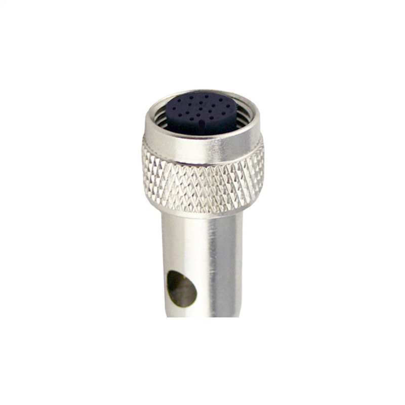 M12 17pins A code female moldable connector with shielded,short,for right angle cable,brass with nickel plated screw